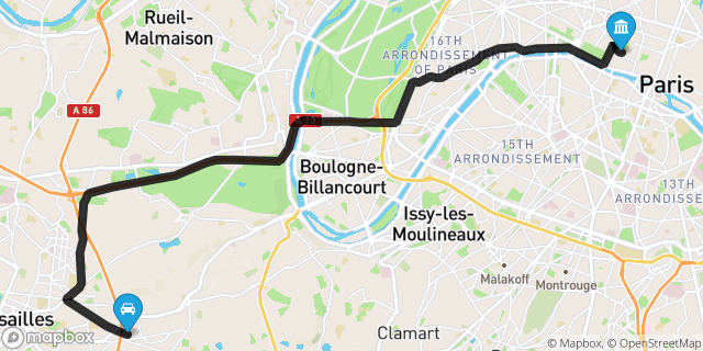 Itinéraire vers Paris