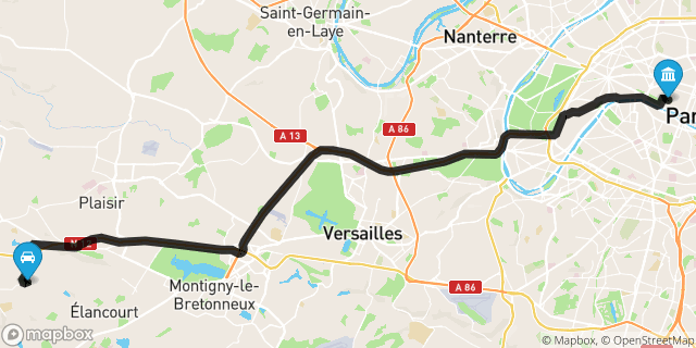 Itinéraire vers Paris