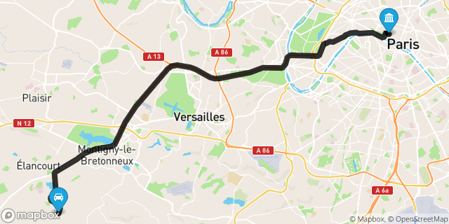 Itinéraire vers Paris