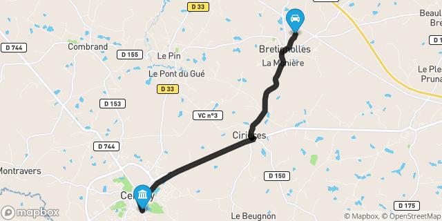 Itinéraire vers Cerizay