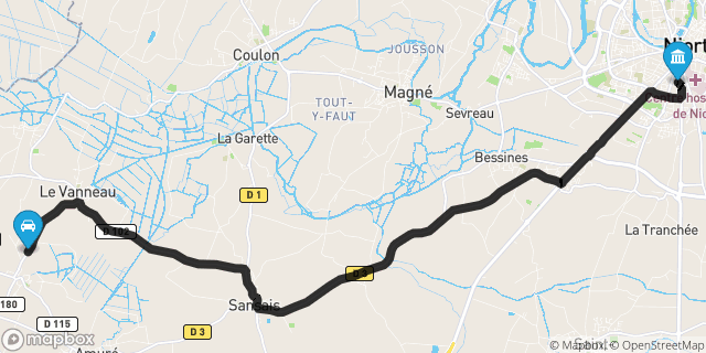 Itinéraire vers Niort
