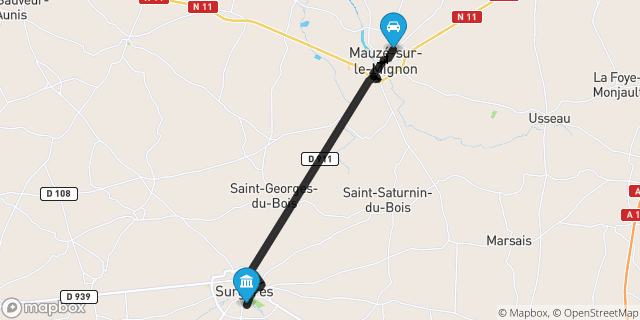 Itinéraire vers Surgères