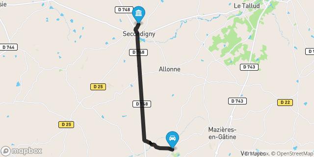 Itinéraire vers Secondigny