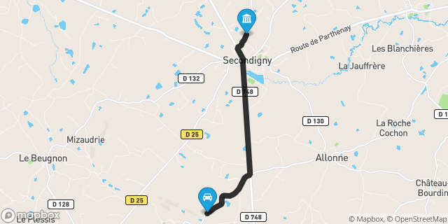 Itinéraire vers Secondigny