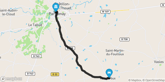 Itinéraire vers Parthenay