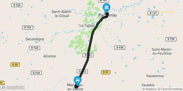 Itinéraire vers Parthenay