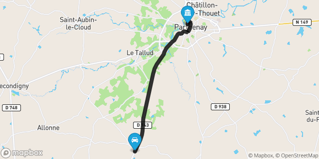 Itinéraire vers Parthenay