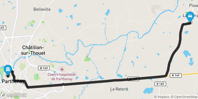 Itinéraire vers Parthenay