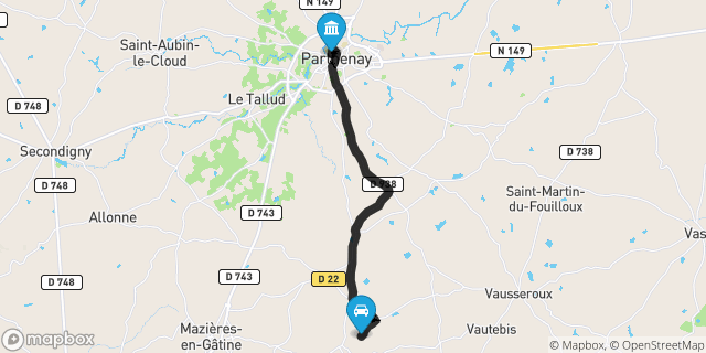 Itinéraire vers Parthenay