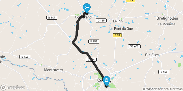 Itinéraire vers Cerizay
