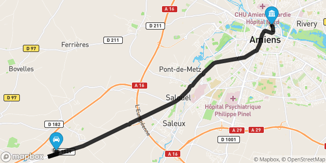 Itinéraire vers Amiens