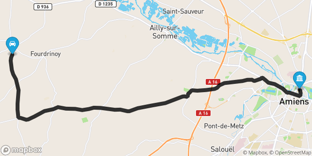 Itinéraire vers Amiens