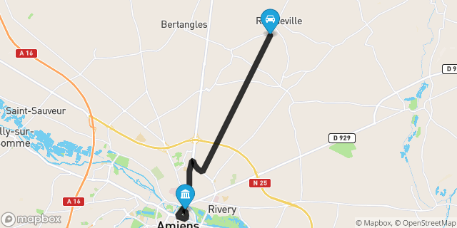 Itinéraire vers Amiens