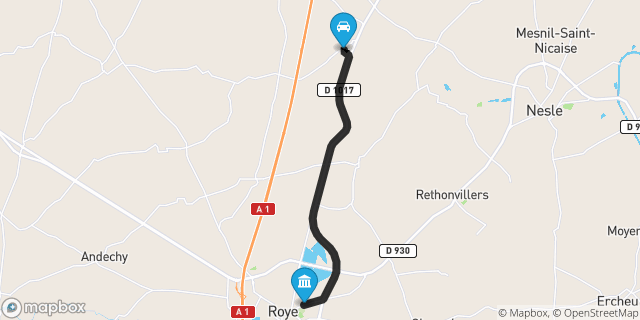Itinéraire vers Roye