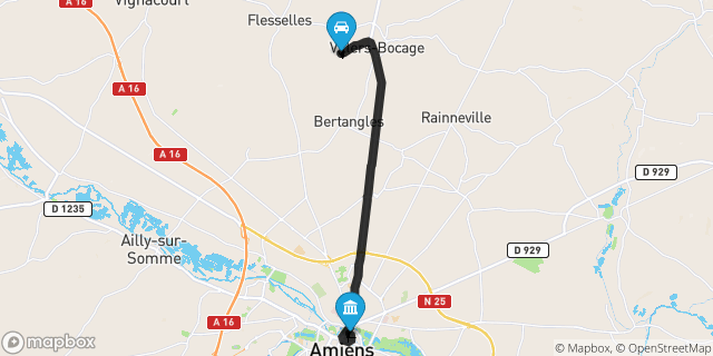 Itinéraire vers Amiens