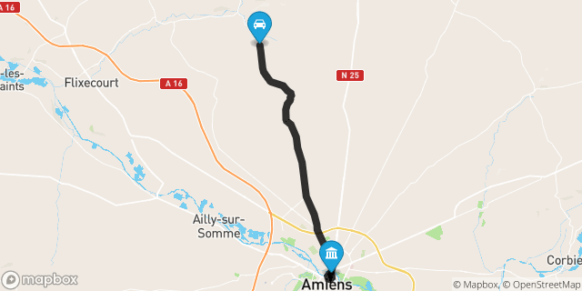 Itinéraire vers Amiens