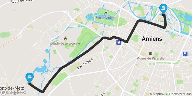 Itinéraire vers Amiens