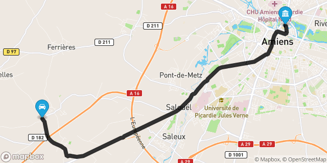 Itinéraire vers Amiens