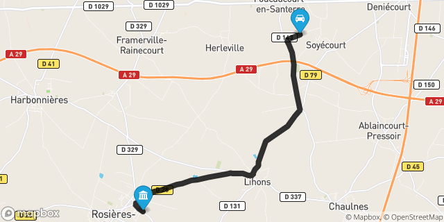 Itinéraire vers Rosières-en-Santerre