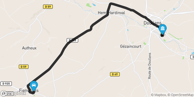 Itinéraire vers Doullens