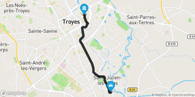 Itinéraire vers Troyes