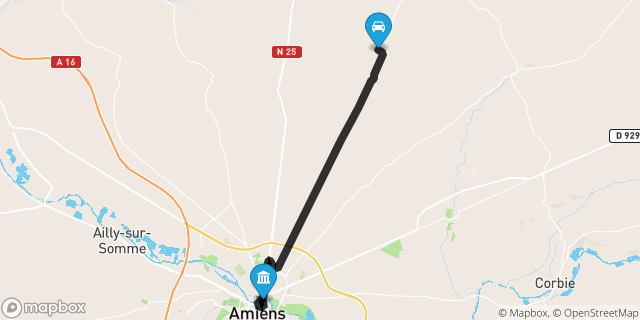 Itinéraire vers Amiens