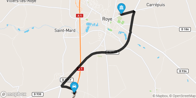 Itinéraire vers Roye