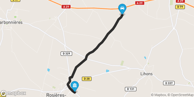 Itinéraire vers Rosières-en-Santerre