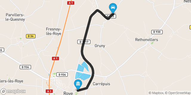 Itinéraire vers Roye