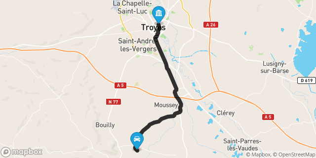 Itinéraire vers Troyes