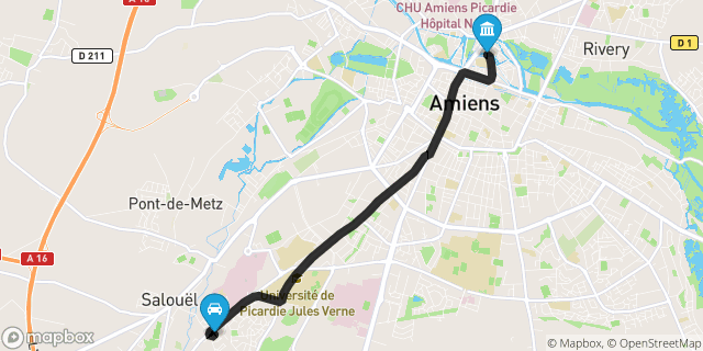 Itinéraire vers Amiens