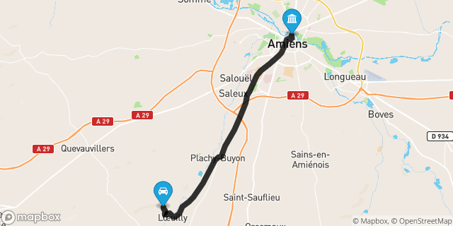Itinéraire vers Amiens