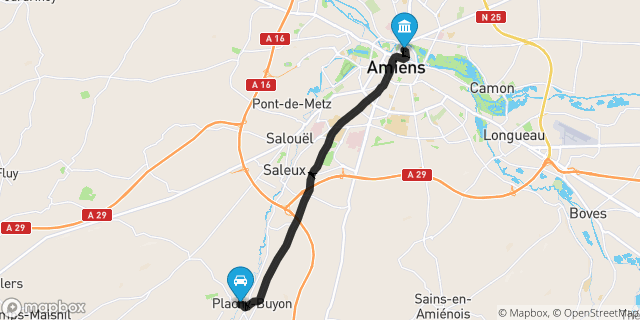 Itinéraire vers Amiens