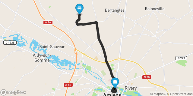Itinéraire vers Amiens