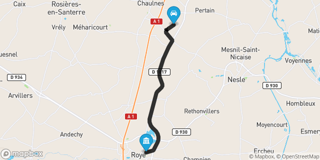 Itinéraire vers Roye