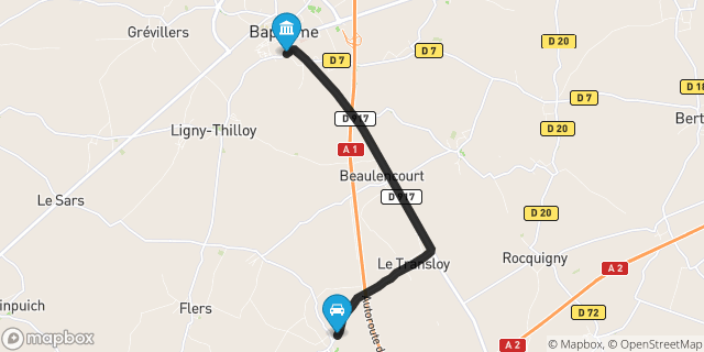 Itinéraire vers Bapaume