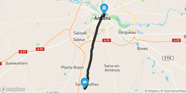 Itinéraire vers Amiens