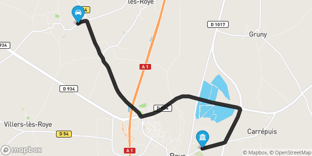 Itinéraire vers Roye