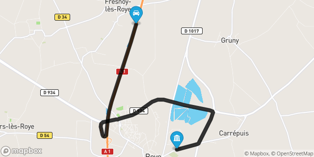 Itinéraire vers Roye
