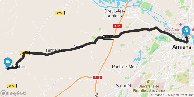 Itinéraire vers Amiens