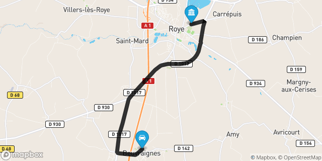 Itinéraire vers Roye