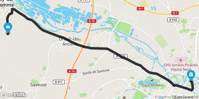 Itinéraire vers Amiens