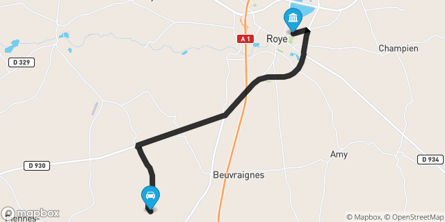 Itinéraire vers Roye