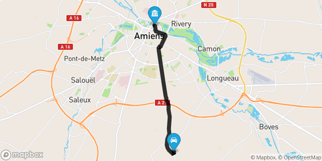 Itinéraire vers Amiens