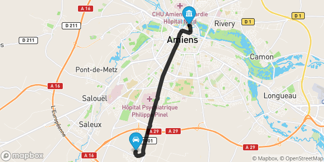 Itinéraire vers Amiens