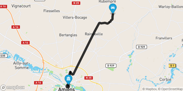 Itinéraire vers Amiens