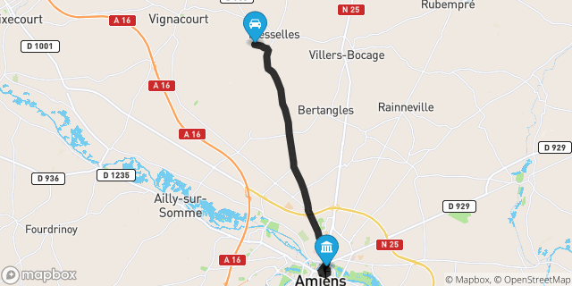 Itinéraire vers Amiens