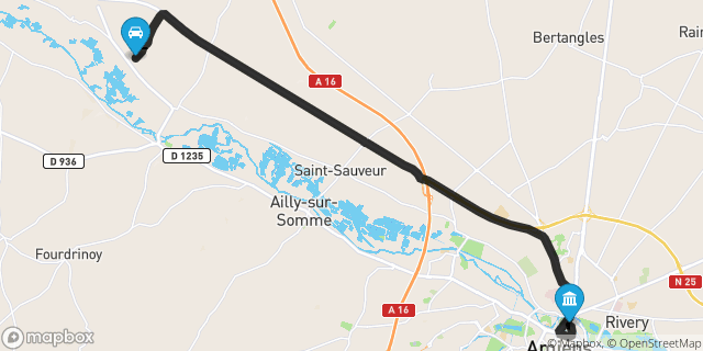 Itinéraire vers Amiens