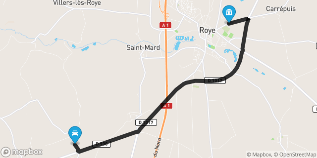 Itinéraire vers Roye
