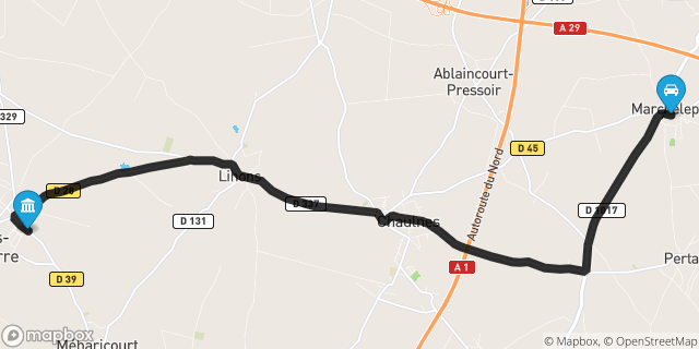 Itinéraire vers Rosières-en-Santerre